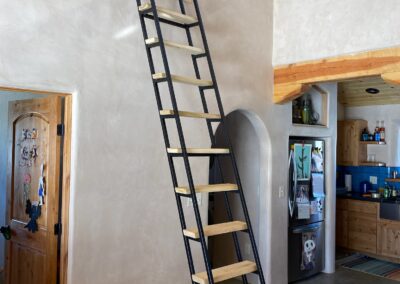 Black Steel Blonde Wood Steps Loft Ladder (retracted out)