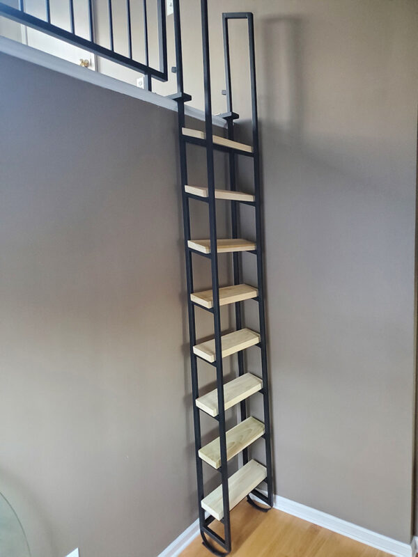 9ft Steel and Wood Retractable Librarian Loft Ladder