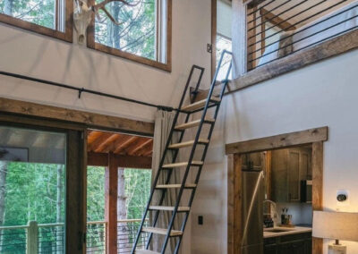 10ft Black Steel Loft Ladder With Blonde Wooden Stair Slats