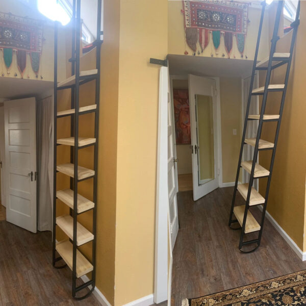 Side-By-Side Comparison of Loft Ladder Retracted In & Retracted Out