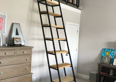 9ft Steel and Wood Retractable Librarian Loft Ladder (retracted out)