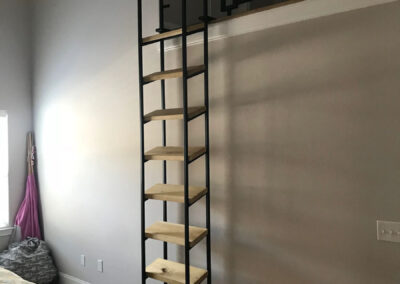 9ft Steel and Wood Retractable Librarian Loft Ladder (retracted in)
