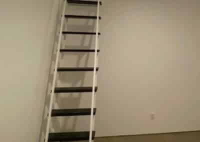 9ft White Steel Librarian Loft Ladder With Wood Stairs