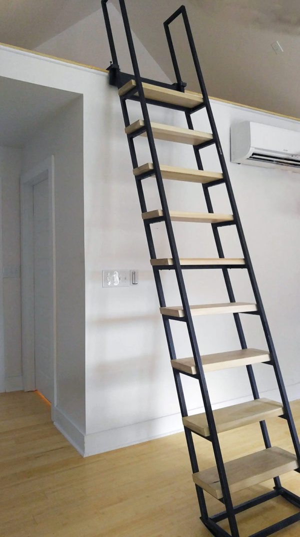 Steel and Wood Loft Ladder Retracted Out