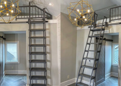Side-By-Side Comparison of Black Steel Loft Ladder Retracted In & Retracted Out