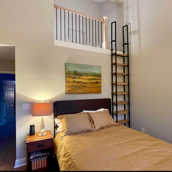 Loft Living Space & Loft Ladder In Bedroom Corner (angle view)